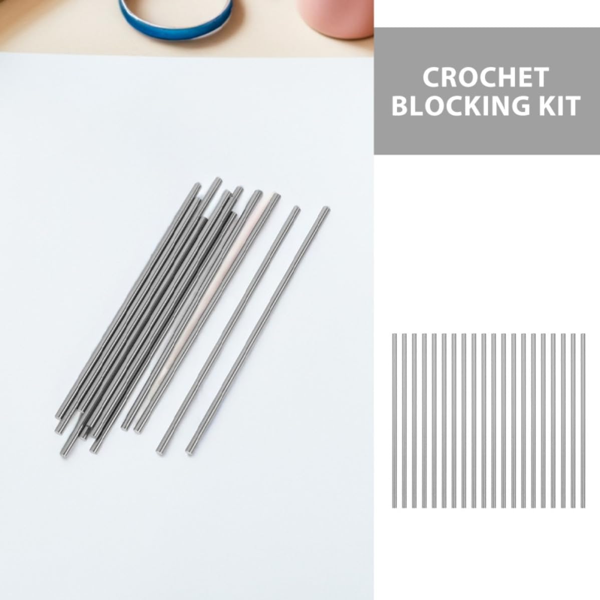 50pcs Steel Crochet Blocking Pins, Smooth Metal Crafting Supplies