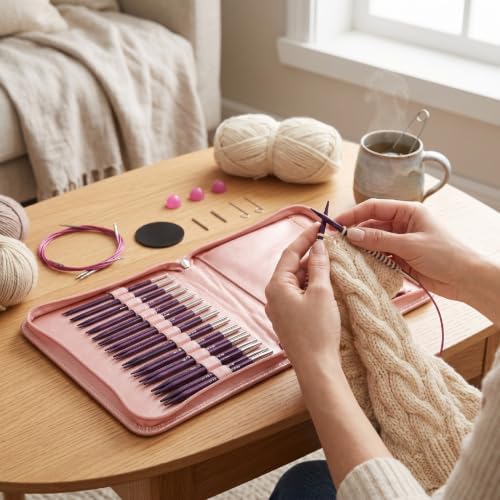 ZAICOLER 10 Pairs Interchangeable Circular Knitting Needle Kit for