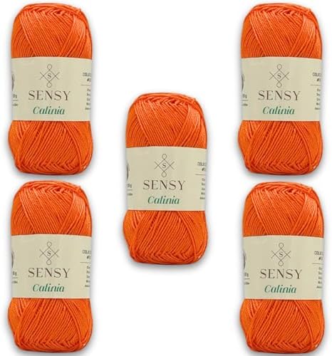 S Sensy Calinia-Mercerized Giza Cotton #2 Fine Yarn 5 Pack Orange