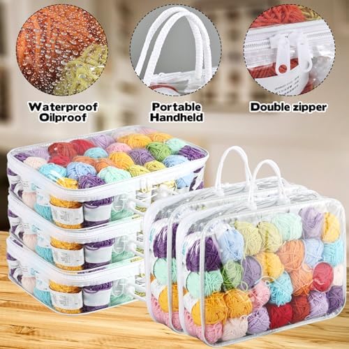 5 Pack Clear Yarn Storage Bags, 12x16x4 Inches Yarn Storage Organizer