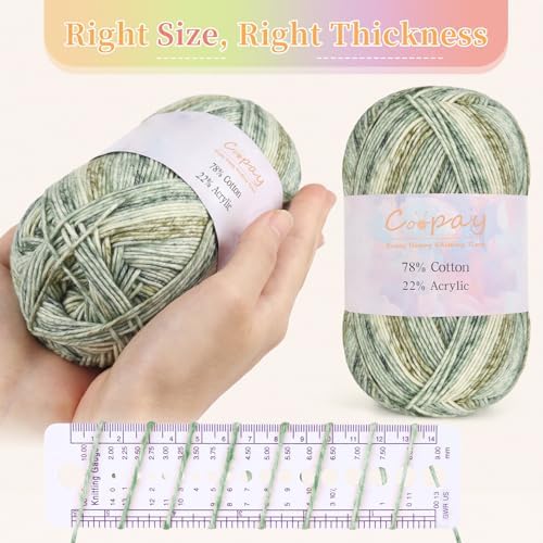 Coopay Gradient Cake Yarn, 78% Cotton Ombre Yarn for Crochet/Knitting