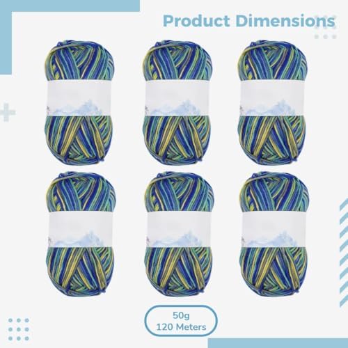 Set of 6 Colorful Crochet Yarn Balls for Knitting and Crafting