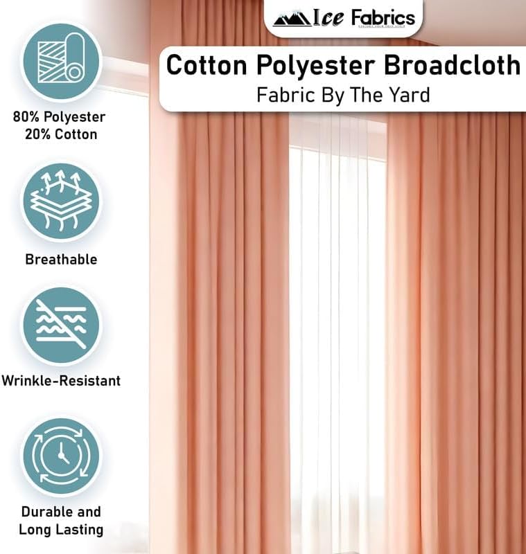 Ice Fabrics Cotton Polyester Broadcloth Fabric by The Yard - 60" Wide