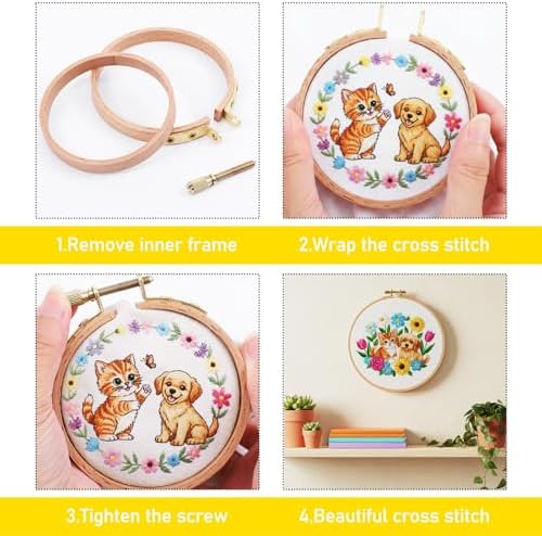 Josojoou 2Pcs Cross Stitch Hoop 3Inch Small Embroidery Hoop Round