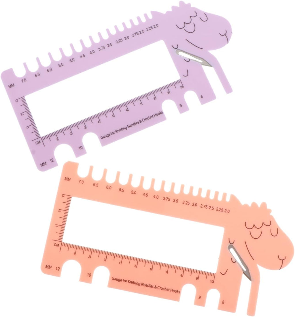 2pcs Sheep Head Knitting Needle Gauge Measure Ruler Tool