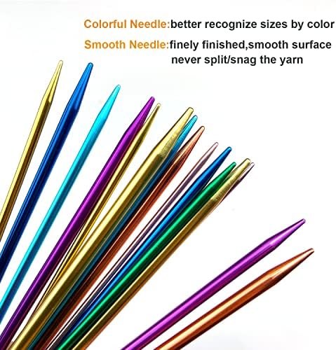 Weabetfu Aluminum Double Pointed Knitting Needles Colored Metal