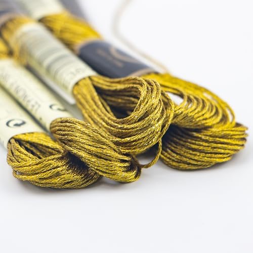 6 Skeins Embroidery Thread, Metallic Gold Embroidery Floss Friendship
