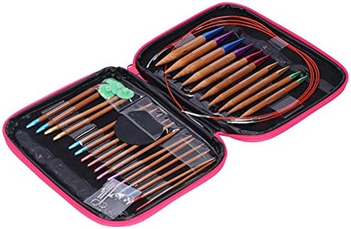 Zopsc Carbonized Bamboo Circular Knitting Needle Set with Removable