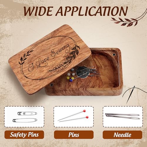 SAVINA Sewing Needle Storage Box - DIY Wooden Sewing Pins Organizer.