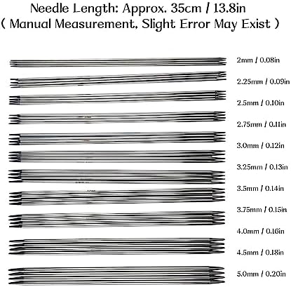 Arythia 44Pcs Double Pointed Knitting Needles Set, 13.8" Stainless