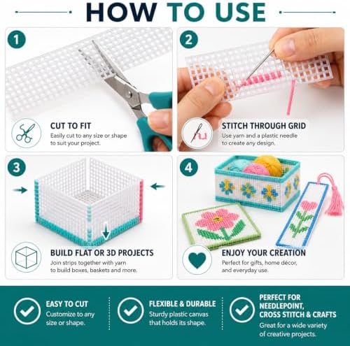 Essential by Leisure Plastic Canvas #7 Mesh Strips, 1.5"X10", Clear