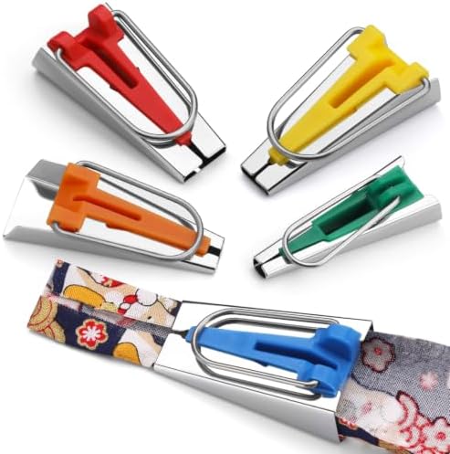 5 Sizes Bias Tape Makers Kit, 1/4" 3/8" 1/2" 3/4" 1" DIY Quilting
