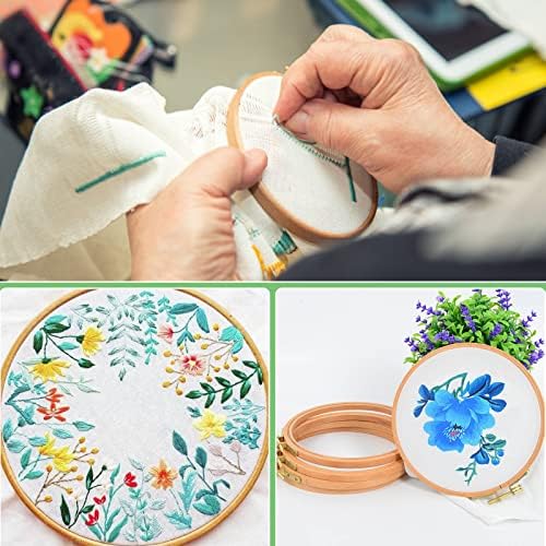 ZOCONE 6 PCS Beech Wood Embroidery Hoops, Wood Circle Hoop Ring Cross