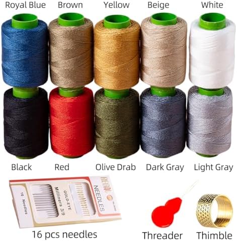 10 Color Sewing Thread Kit, Jean Thread 20s/3