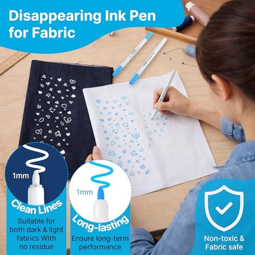 Avenuebool Fabric Markers for Sewing, 5 Count Pack, Water Soluble