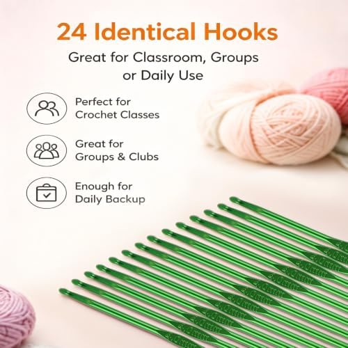 Sghgcvjjf 24 Pcs 4mm Aluminum Crochet Hooks Set