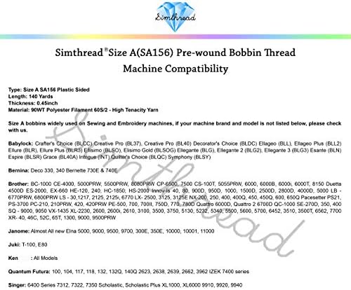 Simthread 28pcs Prewound Bobbin Thread Size A SA156 90WT - Assorted