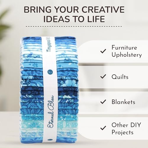 Eternal Bleu Cotton Precut Fabric Strips, 40-Piece Roll