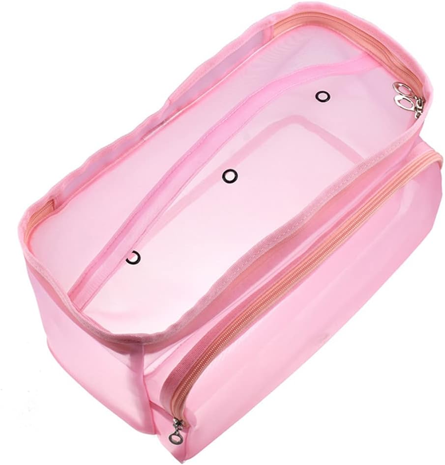 EXCEART Pink Yarn Tote Bag Knitting Tool Storage Mesh Organizer Case