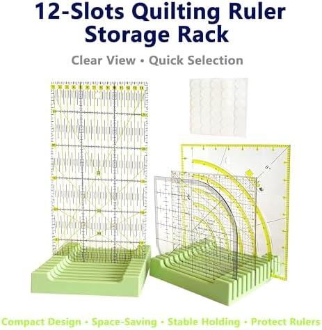 Quilting Ruler Organizers and Storage, 6 Inch 12-Slots, Non-Slip Ruler