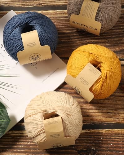 Wool Yarn - Soft 4-ply(1.5mm) Worsted Yarn for Crocheting and Knitting