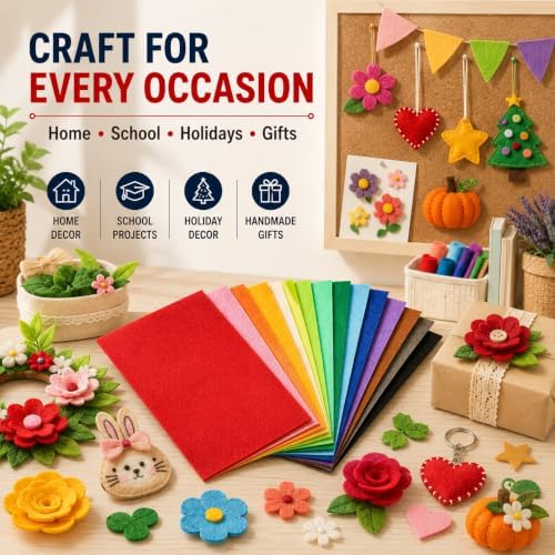66pcs 8x12 Inch Assorted Color Craft Felt Nonwoven Fabric
