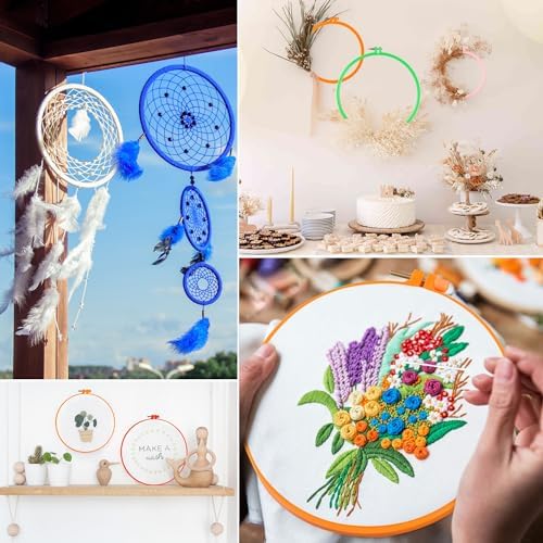 Phinus 6 Pcs Embroidery Hoop 6 Size, Round Plastic Cross Stitch Hoop