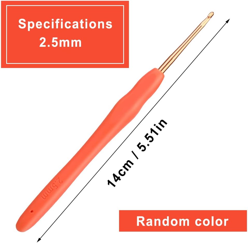 kgxulr Crochet Hook, 2.5 mm Crochet Needles, Ergonomic Crochet Hooks