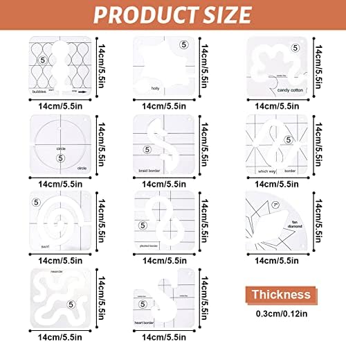14-Piece Free Motion Quilting Template Set