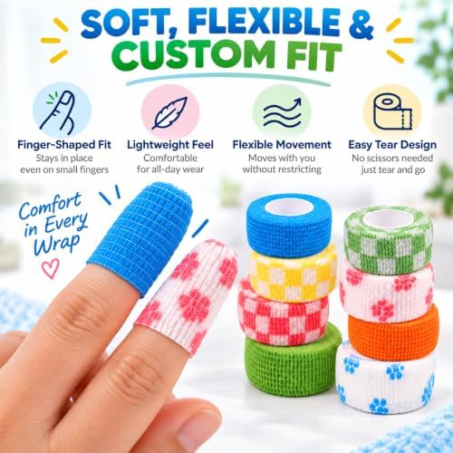 Thimble Tape for Hand Sewing, 8 Pack Finger Protectors (Blue)