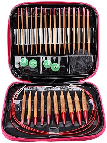 Fdit Interchangeable Carbonized Bamboo Knitting Needles, Aluminum