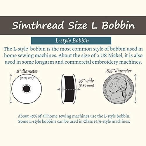 Simthread 144pcs Size L SA155 90WT Prewound Bobbin Thread - Black