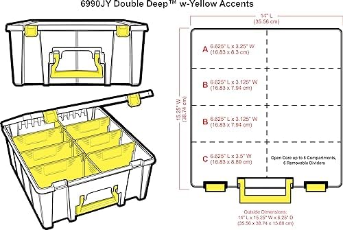 ArtBin Super Satchel Double Deep, 8-Compartment Craft Box, Yellow
