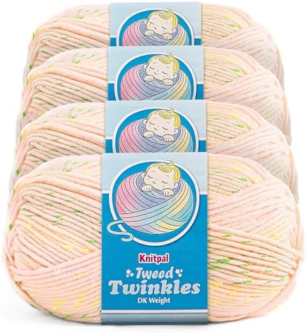 Tweed Twinkles Soft Baby Yarn DK Acrylic, 4-Pack (696Yds/400G), Pale