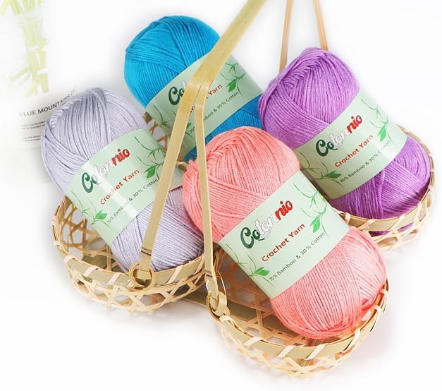 8 Skeins Crochet Knitting Yarn 70% Rayon derived from Bamboo, 30%