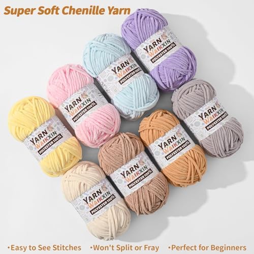 12 Pack Fluffy Chunky Chenille Yarn for Crocheting, Baby Yarn for