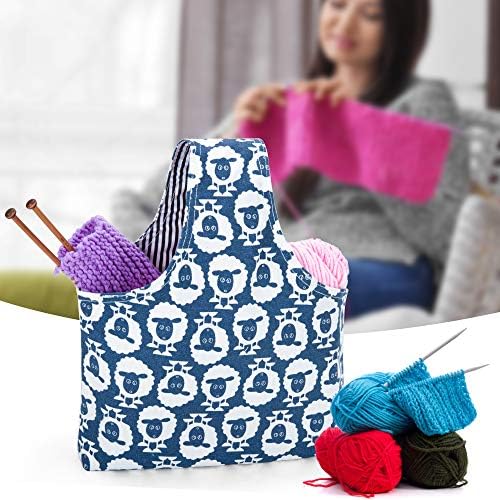Teamoy Knitting Bag Tote, Travel Crochet Project Wrist Bag, Small
