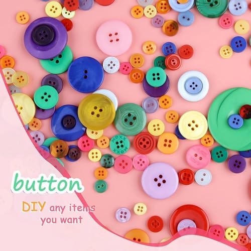 Greentime 250pcs Round Resin Buttons for Crafts DIY Sewing Ornaments