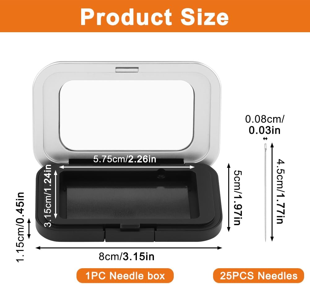 Magnetic Needle Holder Case with Clear Acrylic Lid, Sewing Needle