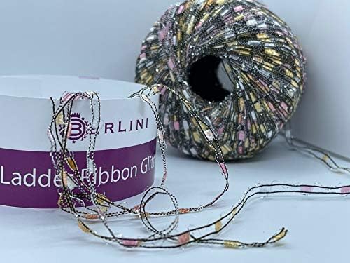 Berlini Ladder Ribbon Glitter Yarn - 50 Grams (1.75 Ounces), 142 Yards