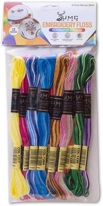 12 Pieces | Premium Embroidery Thread | 100% Egyptian Cotton Premium