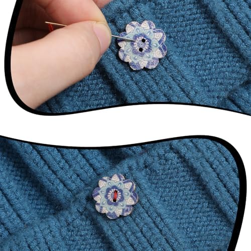100 Pcs Vintage Wooden Flower Shaped Buttons, 0.59 Inch Wood Flower