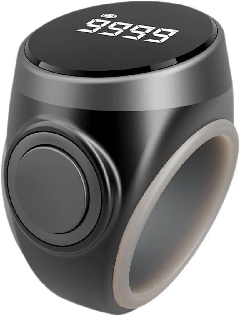 Lumos Row Counter Ring, One-Button Count Up/Down, Rechargeable Digital