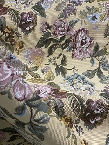 Classic Jacquard Woven Cotton Mix Floral Design Furnishing Fabric for