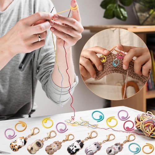 TOHONGADON 36 Pcs Metal Stitch Markers, Helical-Shaped Crochet Markers