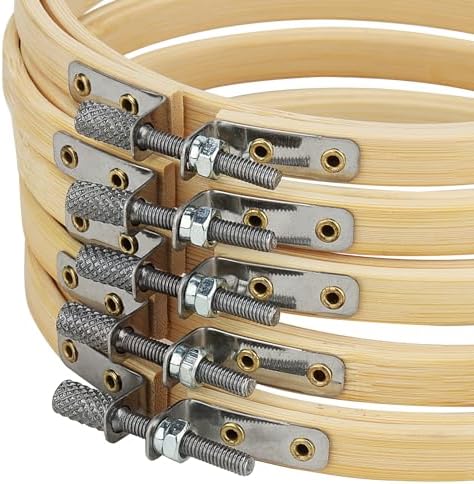 SENJEOK 20 PCS 5 Inch Bamboo Embroidery Hoop, Adjustable Cross Stitch
