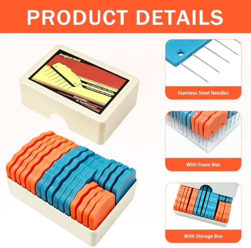 20PCS Knit Blocking Pins Kit, Orange and Blue