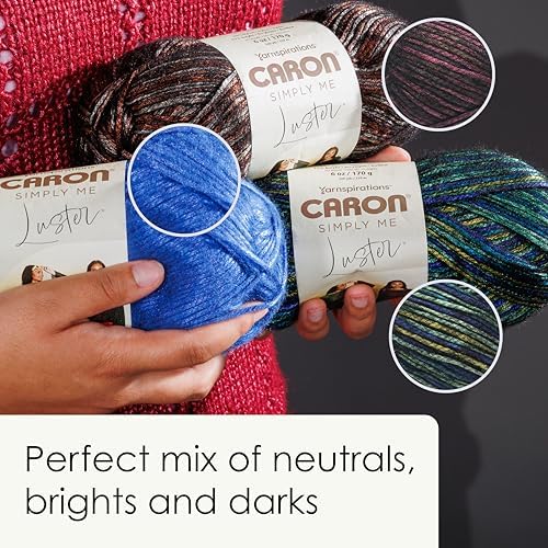 Caron Simply Me Luster Yarn for Crocheting Soft, Ruby, 2-Pack