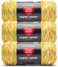 Red Heart Super Saver Jazzy Self-Striping Yarn, 3-Pack, Citrus Combo