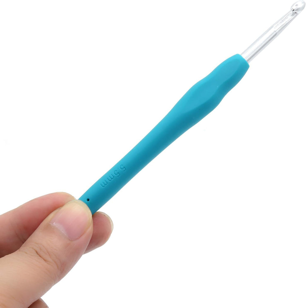 6Pcs 5.5mm Aluminum Soft Grip Rubber Ergonomic Handle Crochet Hook